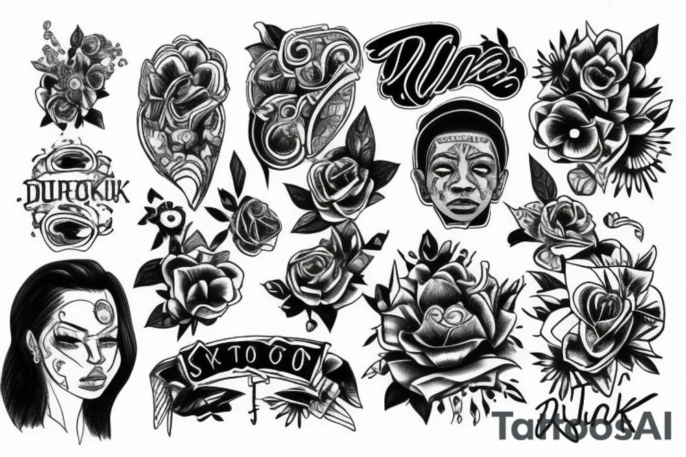 Tattoo sketch inspired by tattoos of lil durk tattoo idea