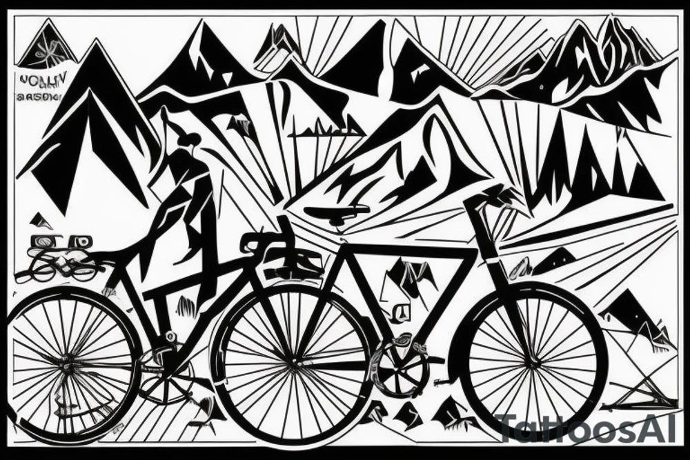 Mountains Bike couple tattoo idea