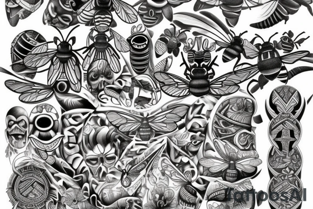 Polynesian bees tattoo idea