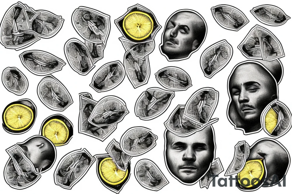 lemon with hundred dollar bills tattoo idea