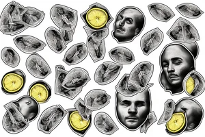 lemon with hundred dollar bills tattoo idea