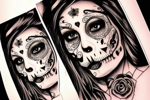 santa muerte girl face tattoo idea