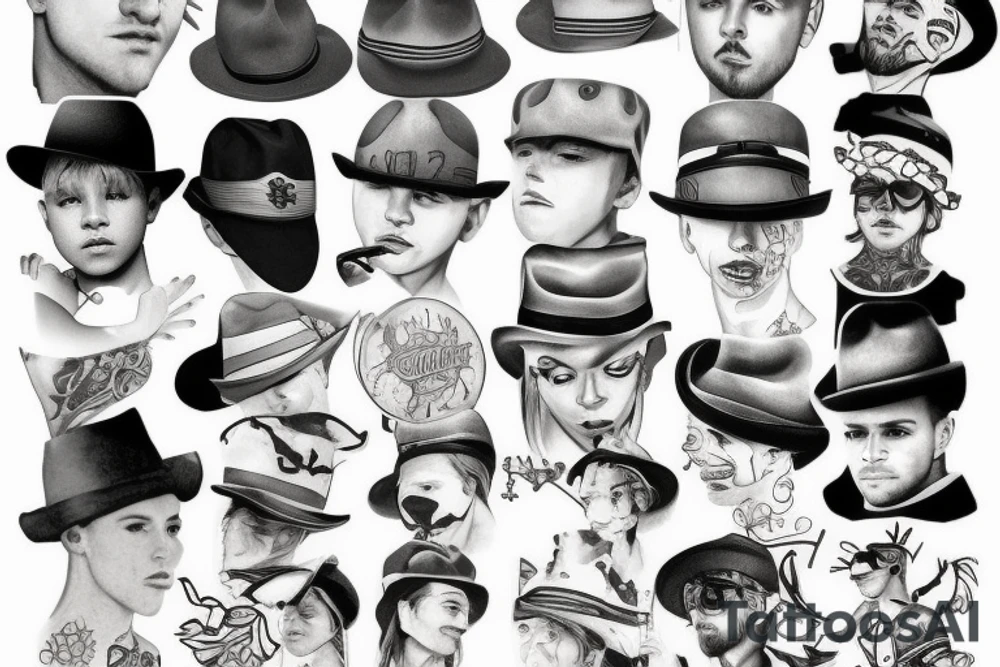 boy in hat tattoo idea