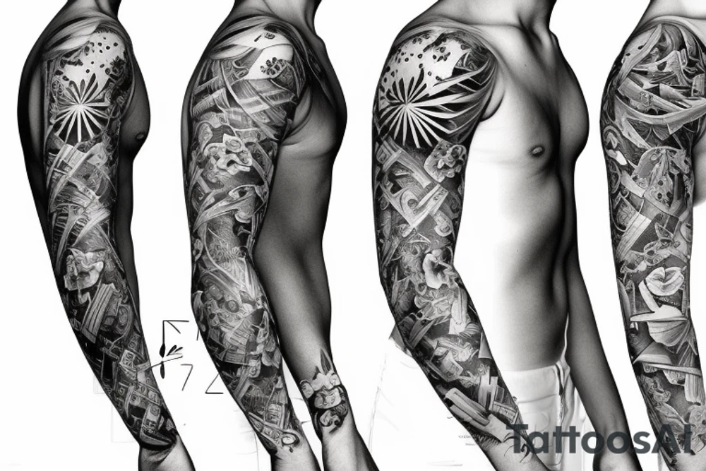 dark sould full sleeve tattoo idea