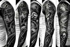 dark sould full sleeve tattoo idea