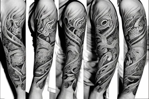 half sleeve tattoo on forearm sculs tattoo idea