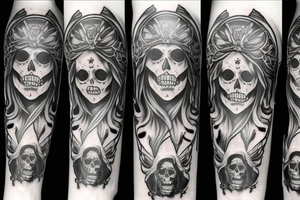 santa muerte on forearm sculs tattoo idea