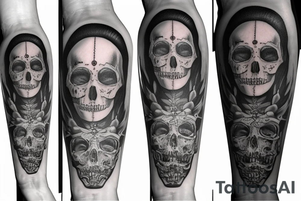 santa muerte on forearm sculs tattoo idea