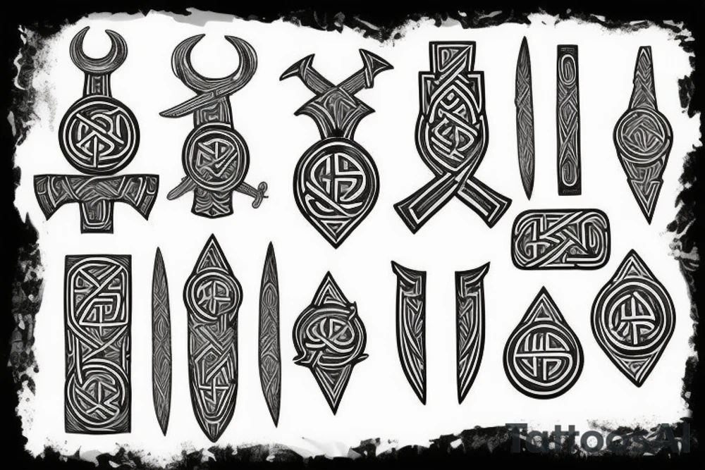 Scandinavian warrior with runes tattoo idea