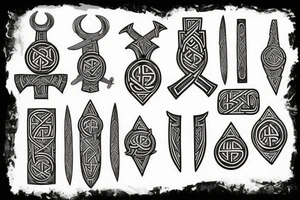Scandinavian warrior with runes tattoo idea
