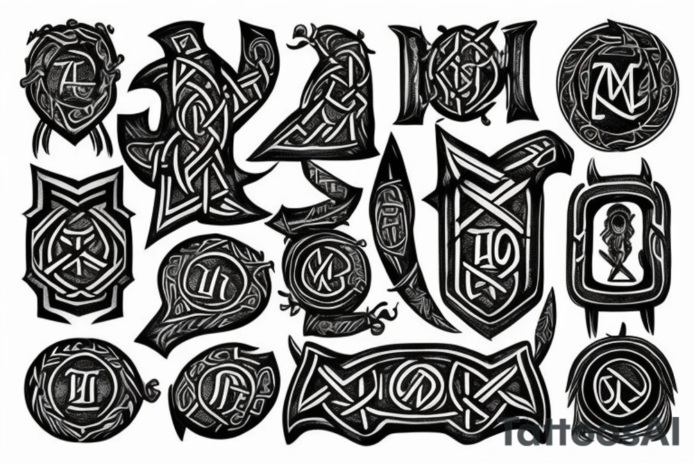 Scandinavian warrior with runes tattoo idea