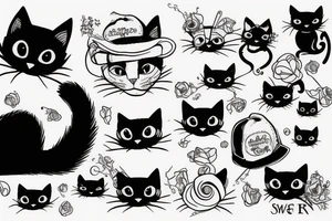 black cat and red cap in the switer tattoo idea