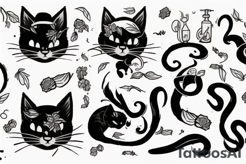 black cat and red cap in the switer tattoo idea