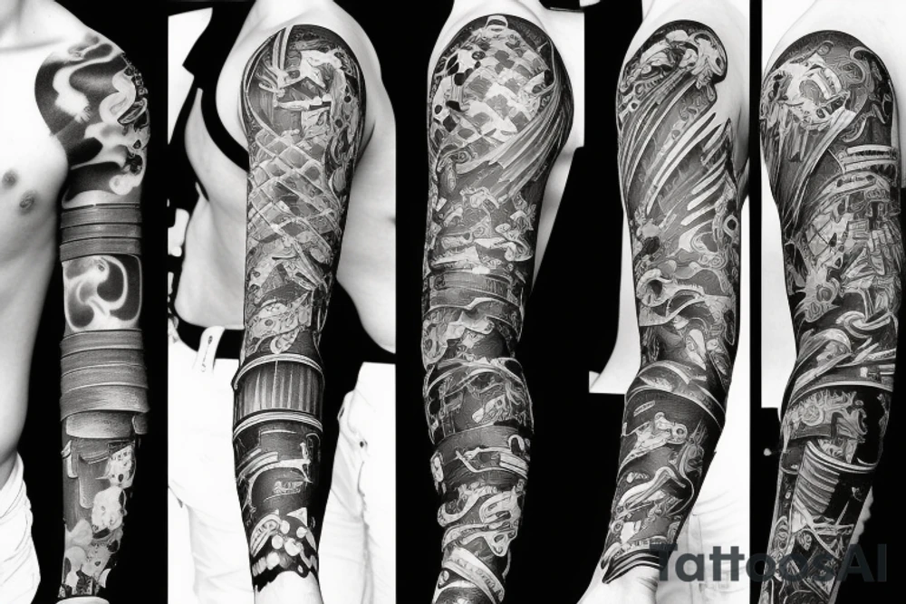 battle armor full sleeve tattoo idea