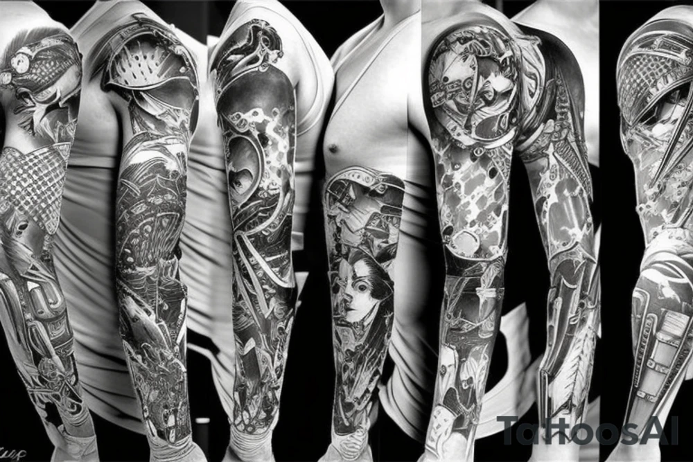 battle armor full sleeve tattoo idea