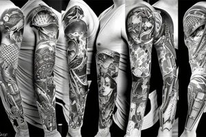 battle armor full sleeve tattoo idea