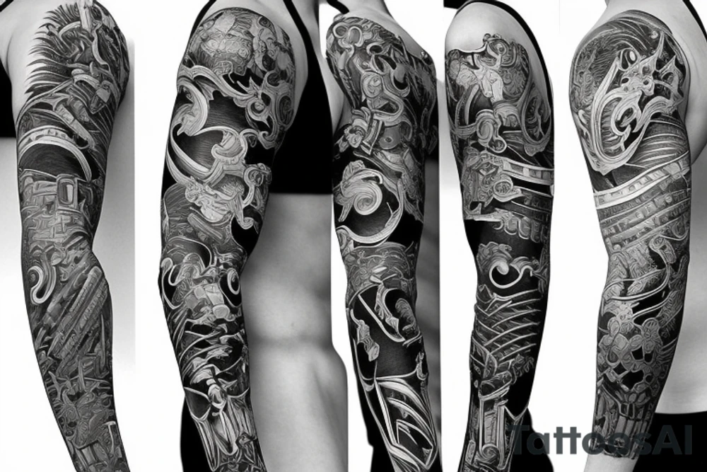 battle armor full sleeve escise tattoo idea