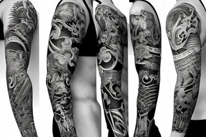 battle armor full sleeve escise tattoo idea
