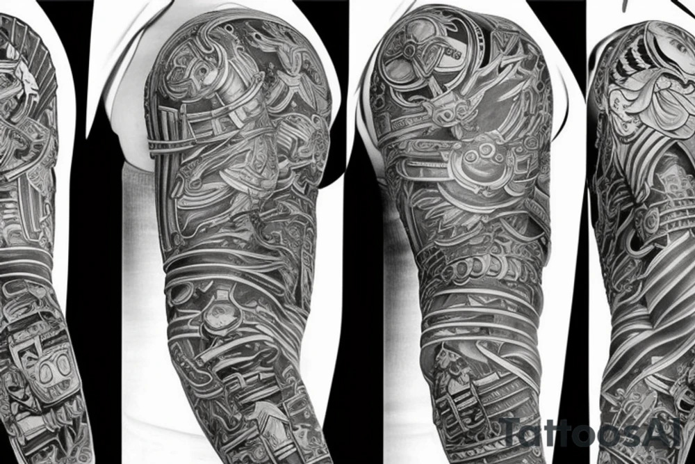 battle armor full sleeve escise tattoo idea