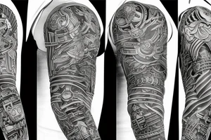battle armor full sleeve escise tattoo idea