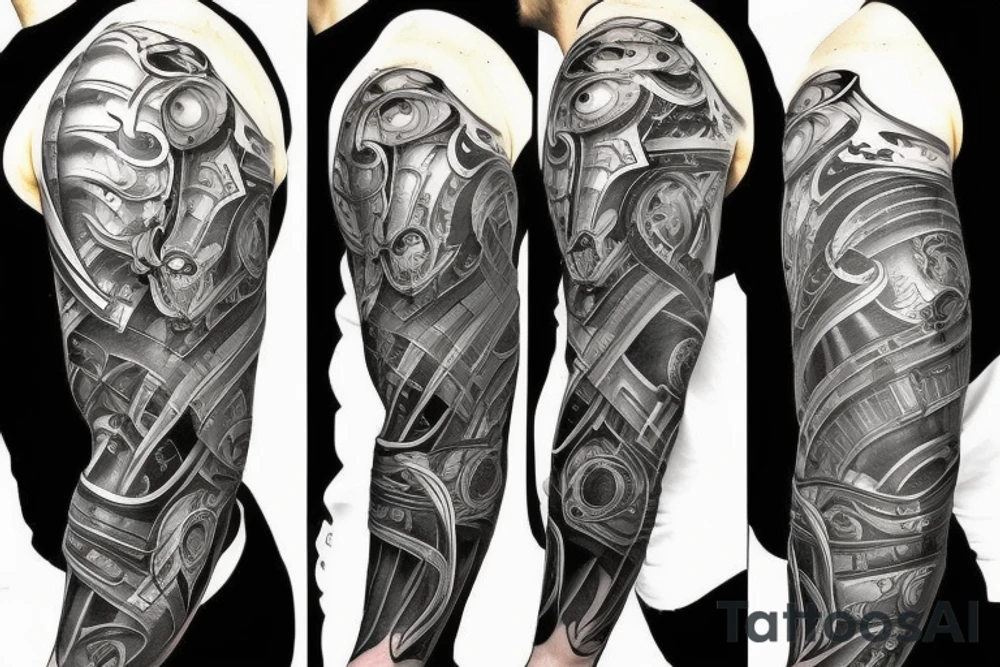 battle armor full sleeve escise tattoo idea