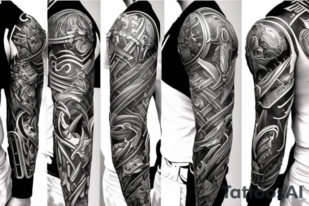 battle armor full sleeve escise tattoo idea