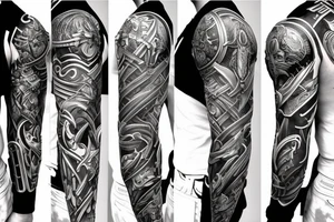 battle armor full sleeve escise tattoo idea