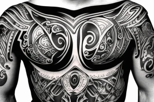 battle armor half sleeve escise tattoo idea