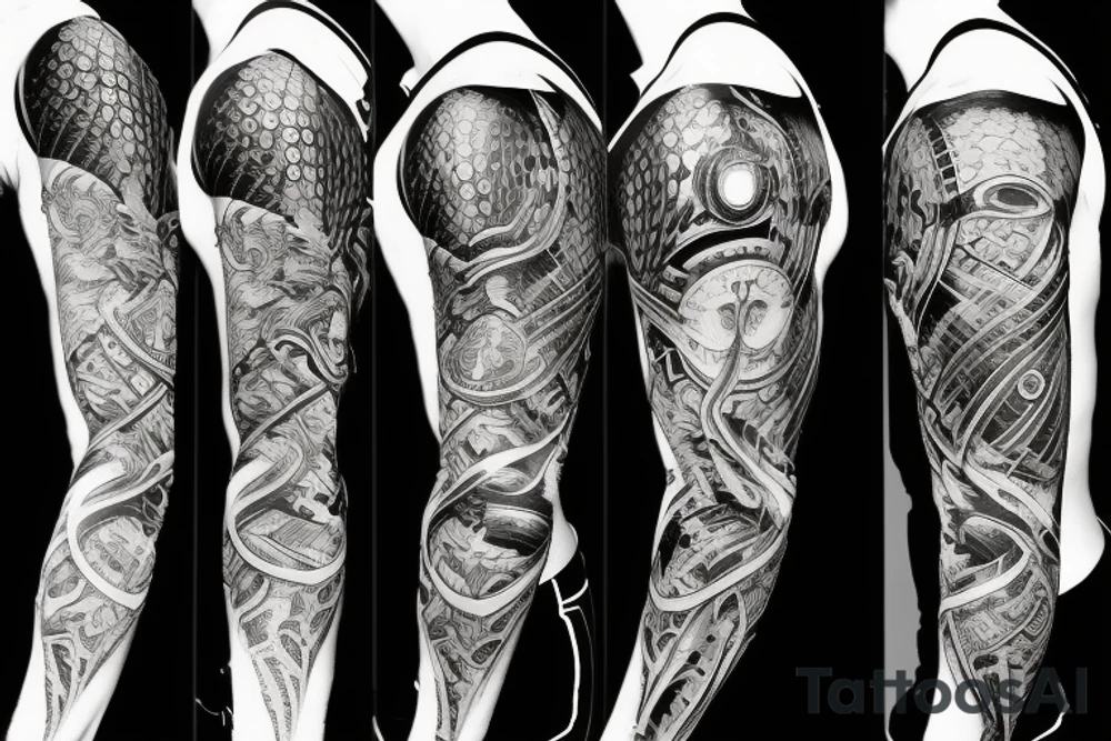battle armor half sleeve escise tattoo idea