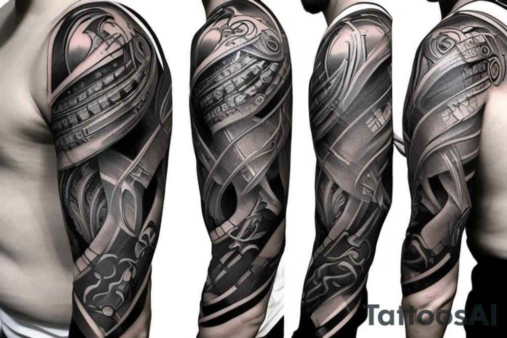 battle armor half sleeve escise arm tattoo idea