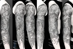 many sculls full sleeve tattoo idea