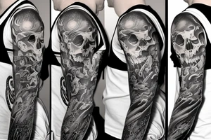 sculls full sleeve tattoo idea