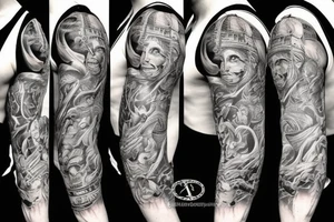 sculls full sleeve tattoo idea