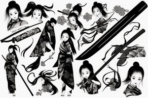 japanise girl with katana tattoo idea