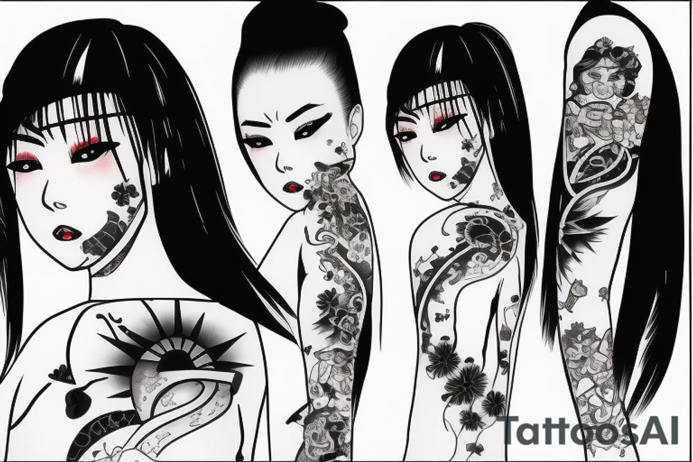 japanise girl with katana tattoo idea