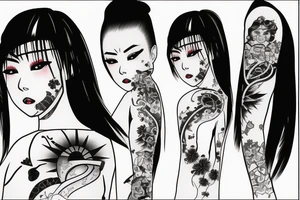 japanise girl with katana tattoo idea