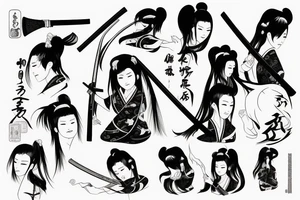 japanise girl with katana tattoo idea