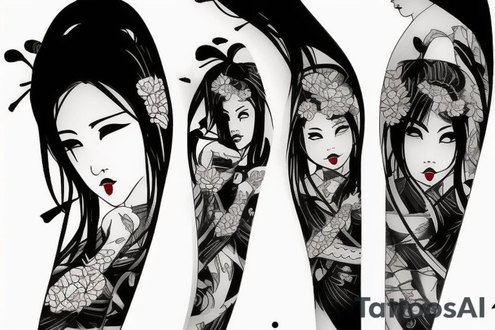 japanise girl with katana tattoo idea