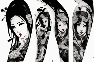 japanise girl with katana tattoo idea