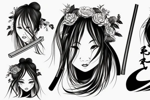 japanise girl with katana tattoo escise tattoo idea