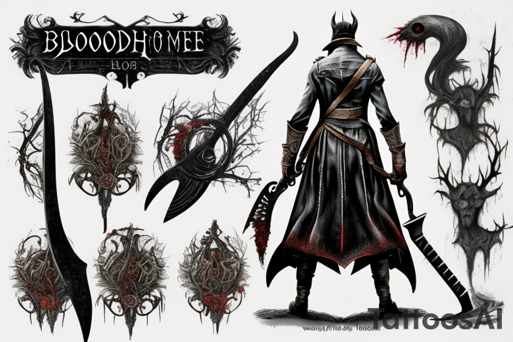 bloodborne hunter full height with a scythe tattoo idea