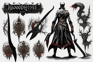 bloodborne hunter full height with a scythe tattoo idea