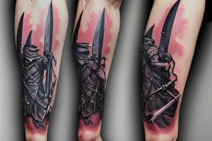 bloodborne hunter full height with a scythe tattoo idea