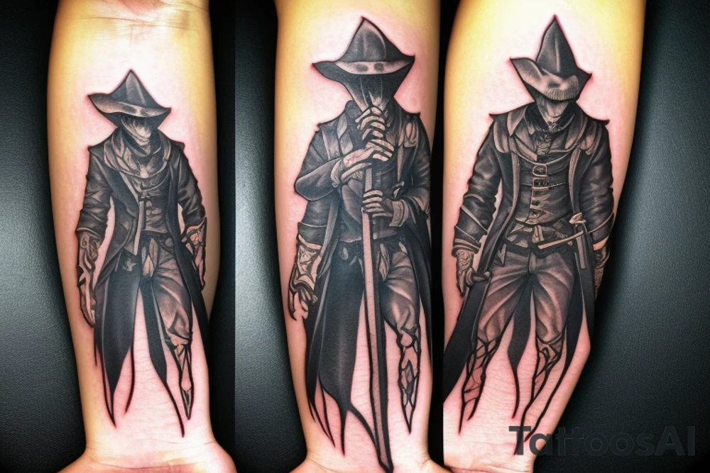 bloodborne hunter full height with a scythe tattoo idea