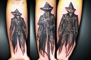 bloodborne hunter full height with a scythe tattoo idea