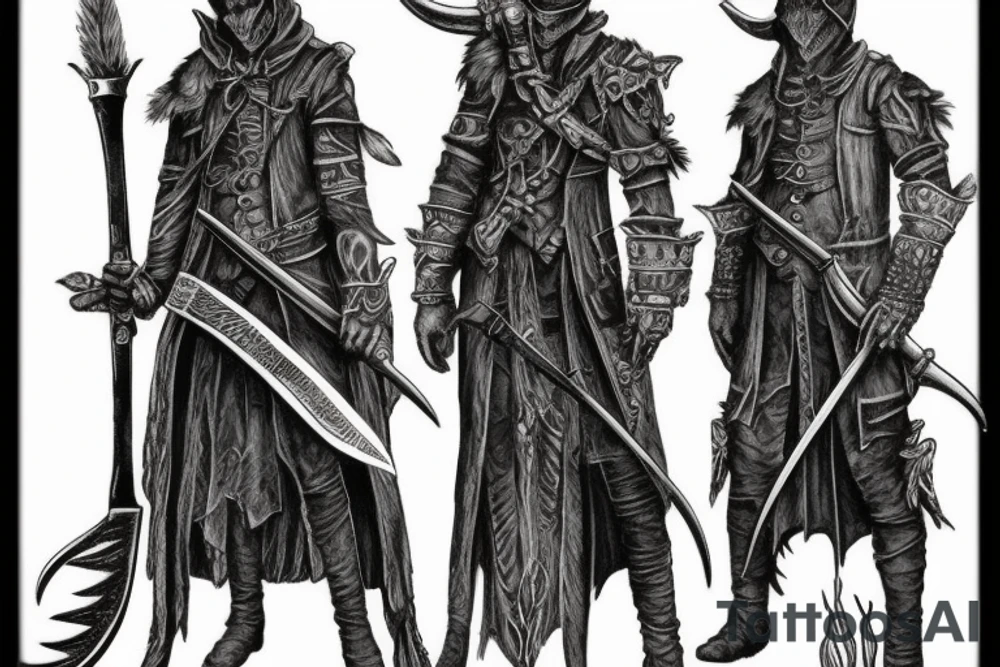bloodborne hunter full height with a scythe tattoo idea