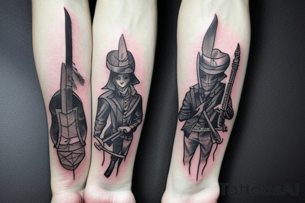 bloodborne hunter full height with a scythe tattoo idea