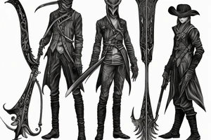 bloodborne hunter full height with a scythe tattoo idea