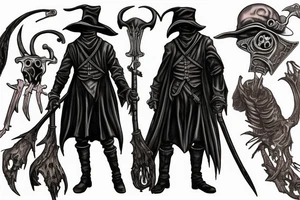 bloodborne hunter full height with a scythe plague doctor tattoo idea