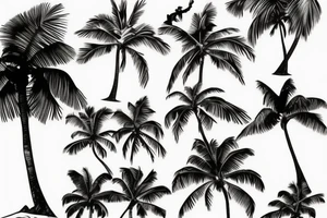 a piture of Diamond Head Crater in Hawaii with a Palm tree and ocean tattoo idea